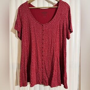 Torrid Red Button Down Shirt with White Dots